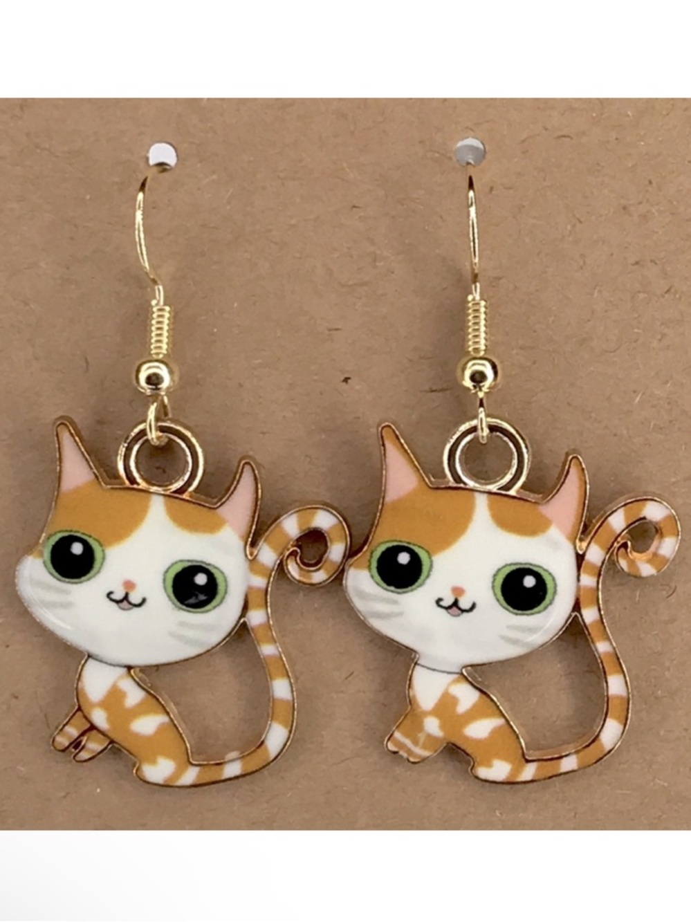Cat Dangle Earrings 18k Gold Plated Hook